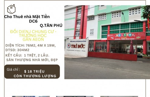 Cho thuê nhà mặt tiền Gần AEON 76m2, 2Lầu + ST, 18Triệu